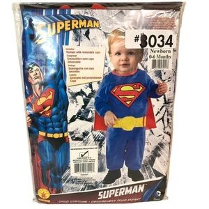 Superman Costume Size Newborn 0-6 Months